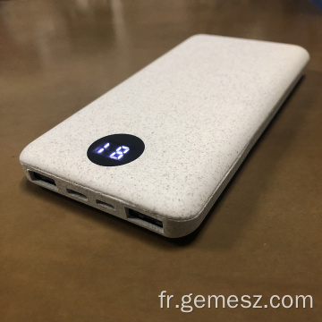 Banque d&#39;alimentation Rohs Power Bank en paille de blé 10000mAh